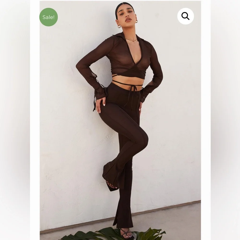 House of CB Mistress Rocks Calm Cocoa Mesh Set (Brown) Size XS - Picture 4 of 5